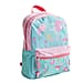 Monster Print Medium Backpack Mesh Pocket & Dual Zippers with Adjustable Straps - Green & Blue