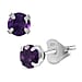 Red Garnet Solitaire Stud Push Back Earring in Platinum Overlay Sterling Silver 1.20 Ct.