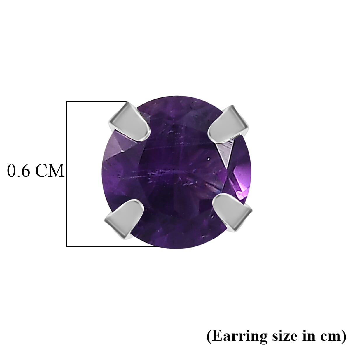 African Amethyst Solitaire Push Back Earring in Platinum Overlay Sterling Silver