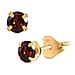 Red Garnet Solitaire Stud Push Back Earring in Yellow Gold Plated Sterling Silver 1.20 Ct.