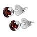 Red Garnet Solitaire Stud Push Back Earring in Platinum Overlay Sterling Silver 1.20 Ct.