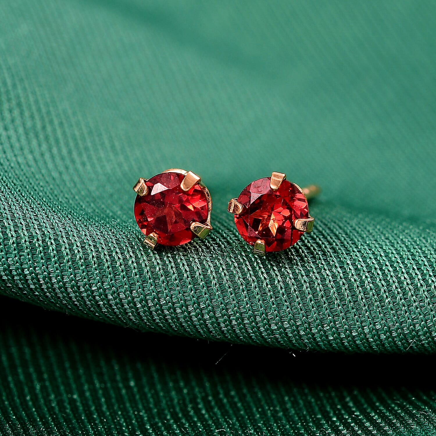 Red Garnet Solitaire Stud Push Back Earring in Platinum Overlay Sterling Silver 1.20 Ct.