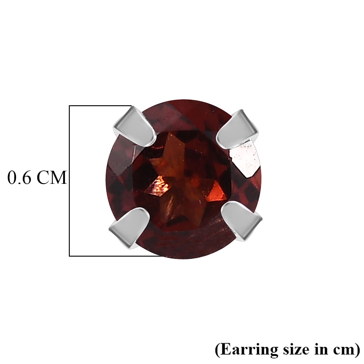 Red Garnet Solitaire Stud Push Back Earring in Platinum Overlay Sterling Silver 1.20 Ct.
