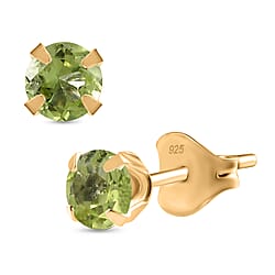 African Amethyst Solitaire Stud Push Back Earring in Yellow Gold Plated Sterling Silver