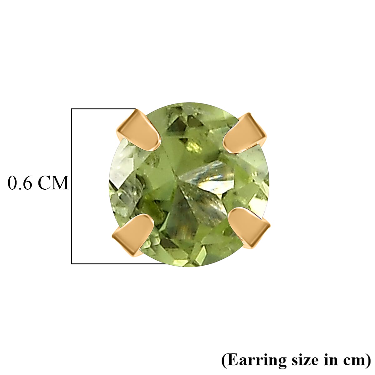 Peridot Solitaire Stud Push Back Earring in Yellow Gold Plated Sterling Silver 1.07 Ct.