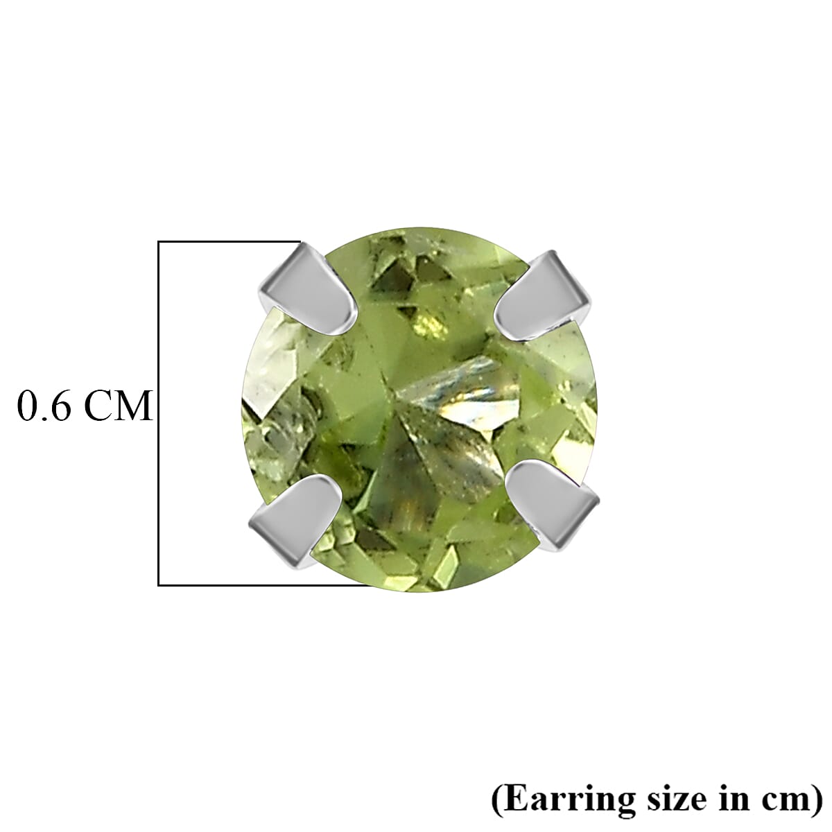 Peridot Solitaire Stud Push Back Earring in Platinum Overlay Sterling Silver 1.07 Ct.