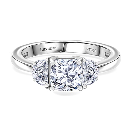 First Time Ever - Luxuriant 950 Platinum SGL Certified (VS-E/F) Lab Grown Diamond Solitaire Ring 1.54 Ct.