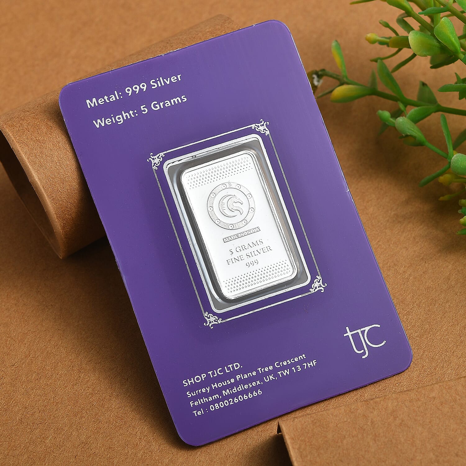 999 Fine Silver Peacock Bar 5.00 Gms.