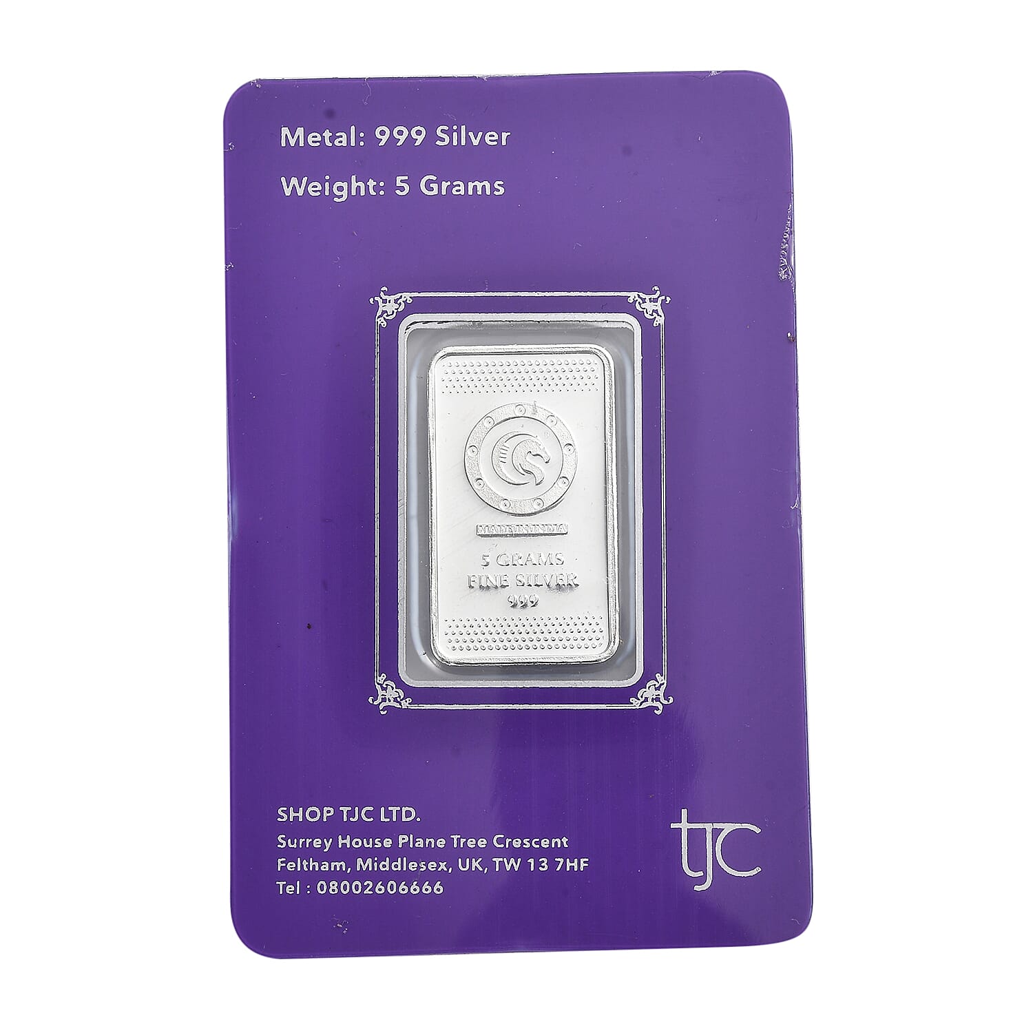 999 Fine Silver Peacock Bar 5.00 Gms.