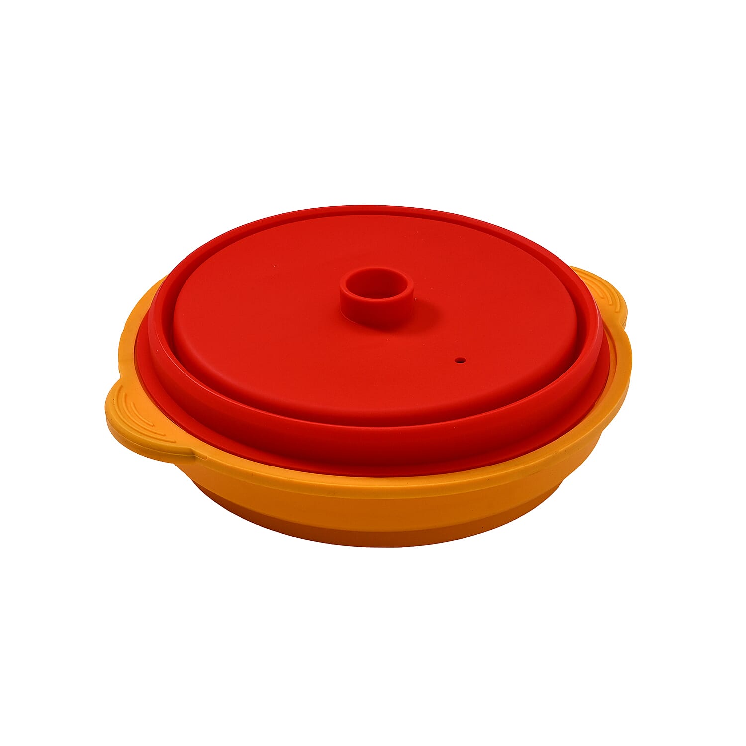 Grill, Boil, Steam - Collapsible Silicone Food Steamer with Non-Stick Grill Tray - Orange & Red