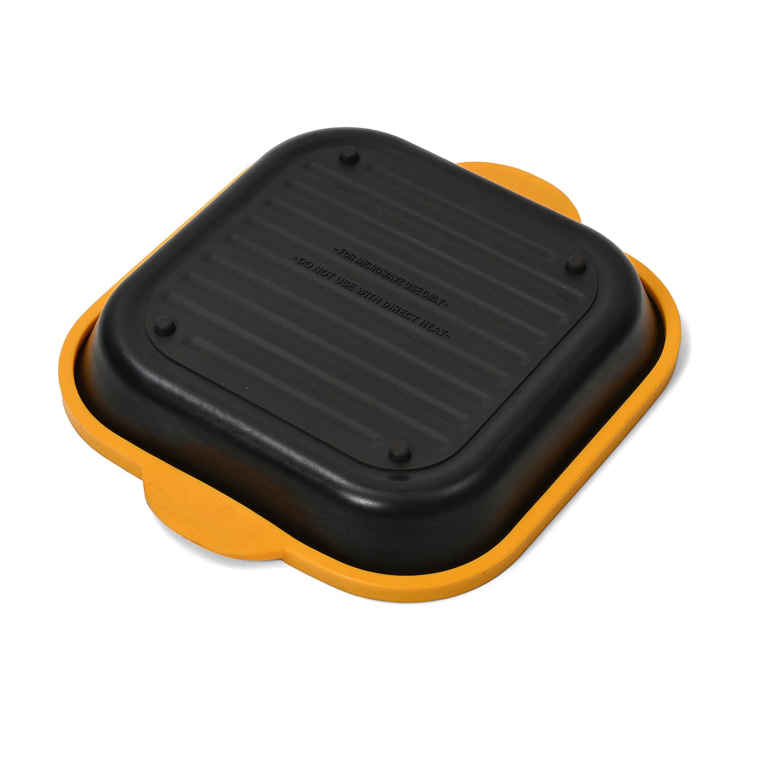 Microwave Pan - Non-Stick Silicone & Glass Cookware with Grilling Ridges - Yellow