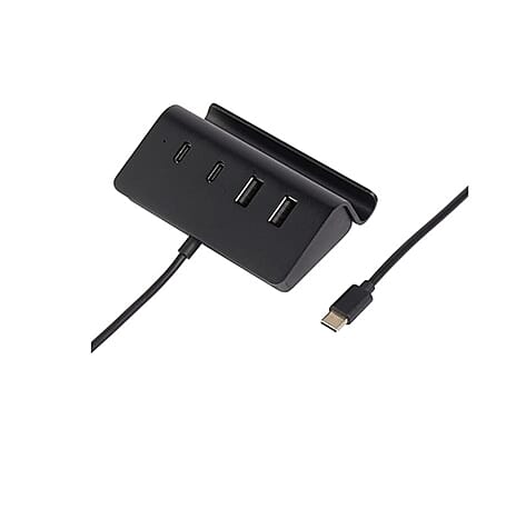 Intempo 4 Port USB Data Hub and Phone Holder - Black