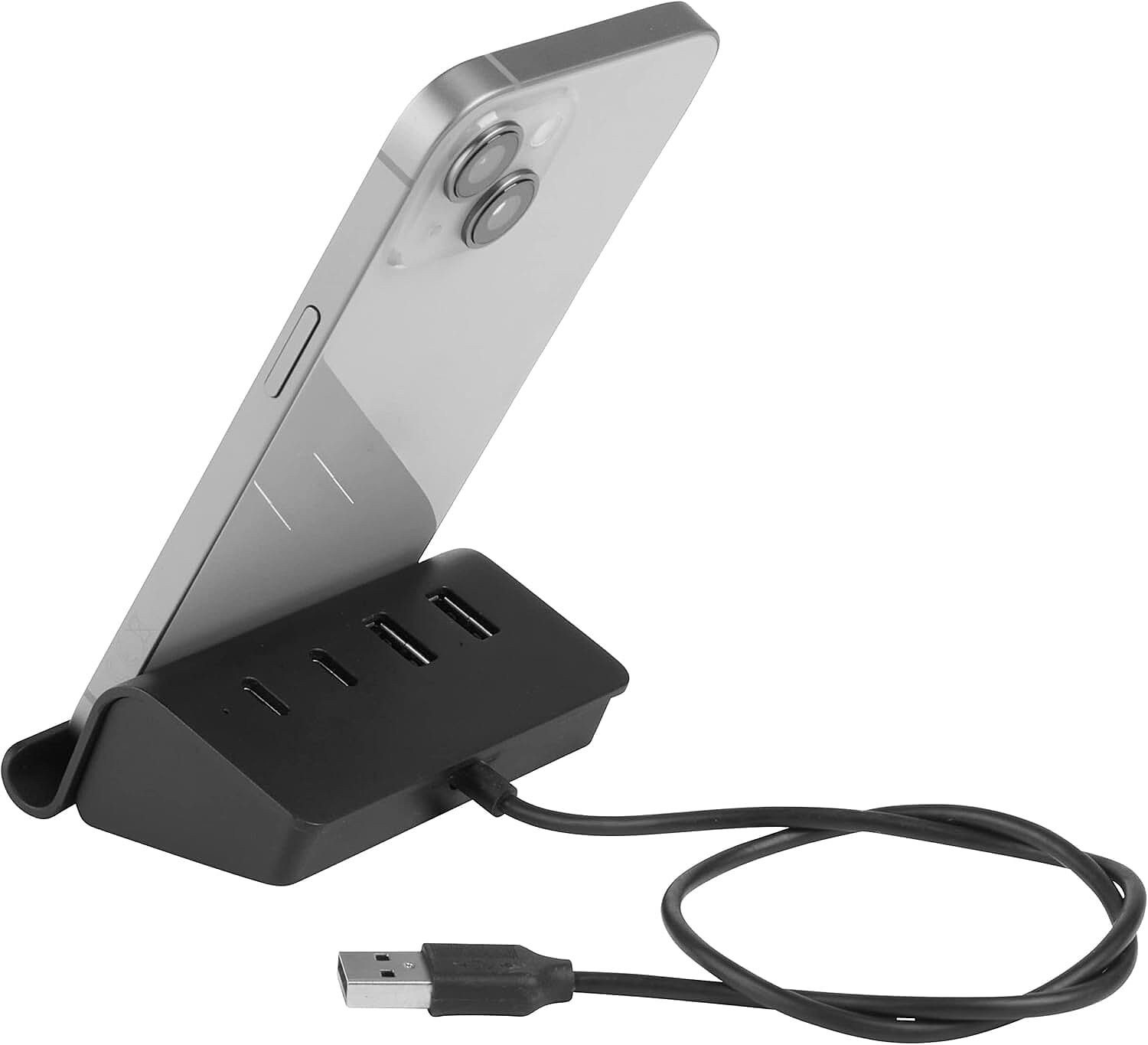 Intempo 4 Port USB Data Hub and Phone Holder - Black
