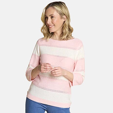 Emreco Acrylic Stripe Jumper (Size - 8 to 10) - Pink