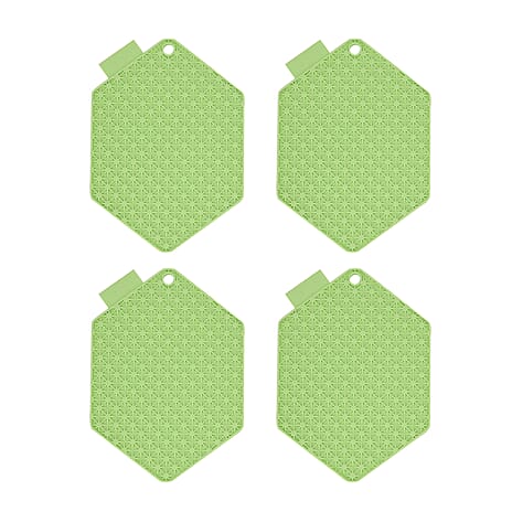 Set of 4 Hexagonal Silicone Potholders - Green