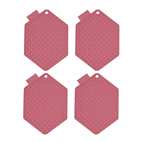Set Of 4 Silicone Pot Holders - Pink