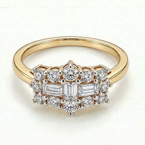 Luxuriant Diamond Lab Grown Diamond (SI-G-H) Boat Ring in 18K Vermeil Yellow Gold Plated Sterling Silver 0.50 Ct.