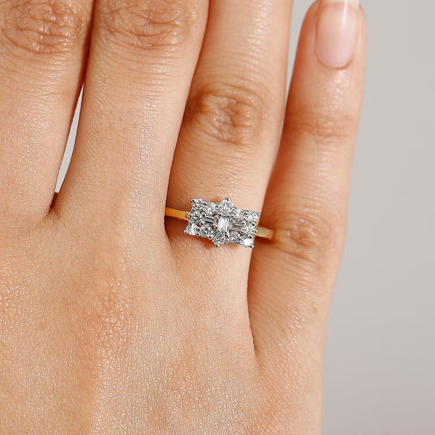 Luxuriant Diamond Lab Grown Diamond (SI-G/H) Boat Ring in Sterling Silver