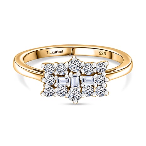 Luxuriant Diamond Lab Grown Diamond (SI-G-H) Boat Ring in 18K Vermeil Yellow Gold Plated Sterling Silver 0.50 Ct.