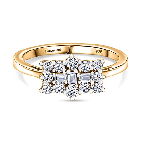LUXURIANT Lab Grown Diamond (SI/GH) Boat Ring in 18K Vermeil Yellow Gold Plated Sterling Silver 0.50 Ct.