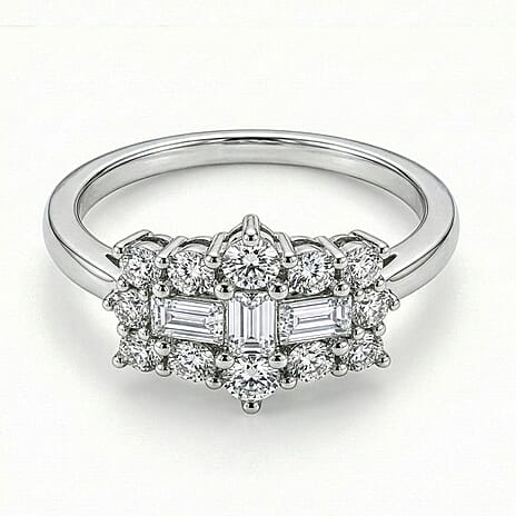 Luxuriant Diamond Lab Grown Diamond (SI-G-H) Boat Ring in Rhodium Overlay Sterling Silver 0.50 Ct.