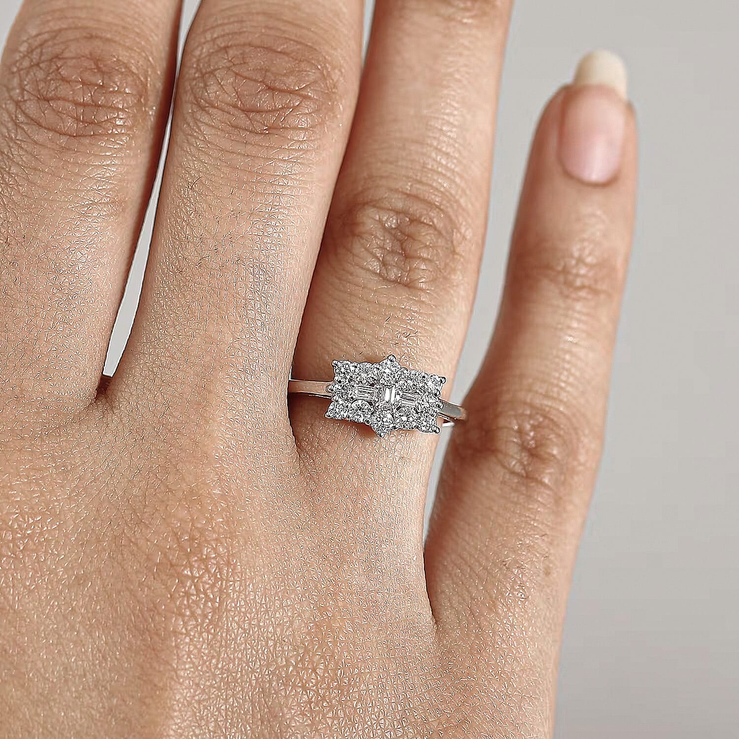 Luxuriant Diamond Lab Grown Diamond (SI-G/H) Boat Ring in Sterling Silver