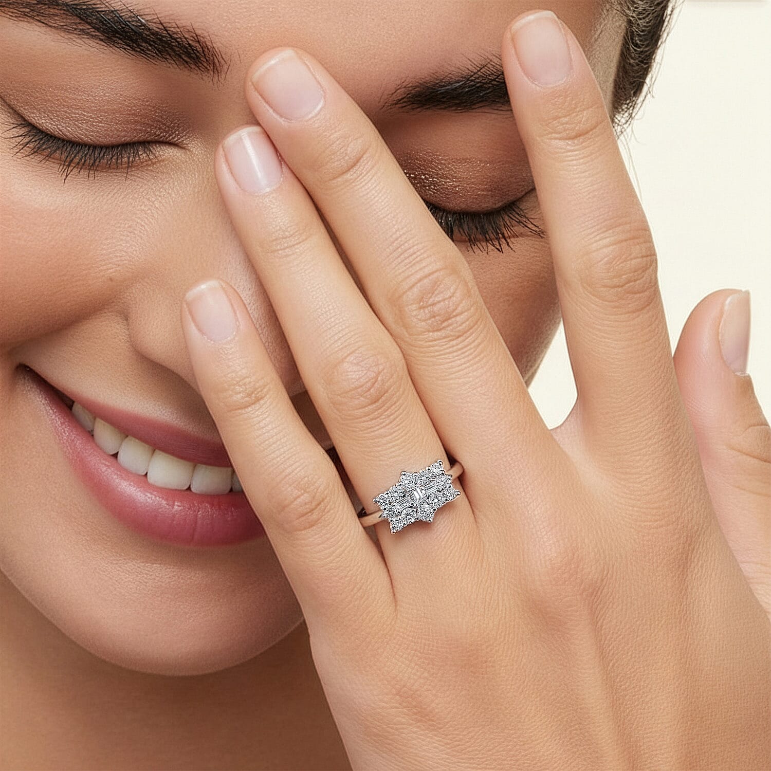 Luxuriant Diamond Lab Grown Diamond (SI-G/H) Boat Ring in Sterling Silver