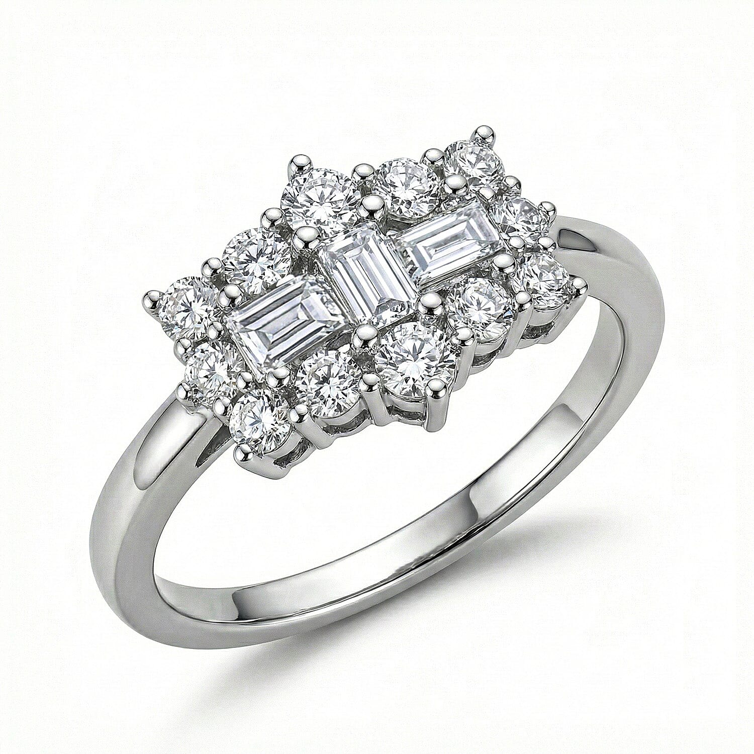 Luxuriant Diamond Lab Grown Diamond (SI-G/H) Boat Ring in Sterling Silver