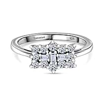 LUXURIANT 0.5 Ct. Lab Grown Diamond Boat Ring in Rhodium Overlay Sterling Silver
