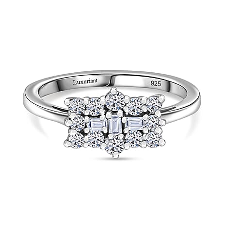 Luxuriant Diamond Lab Grown Diamond (SI-G-H) Boat Ring in Rhodium Overlay Sterling Silver 0.50 Ct.