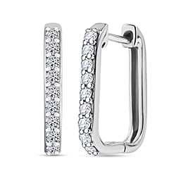 LUXURIANT Lab Grown Diamond SI GH Hoop Earring in Rhodium Overlay Sterling Silver 0.47 Ct.