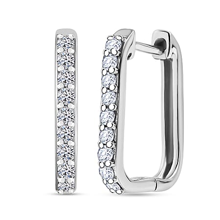 LUXURIANT Lab Grown Diamond SI GH Hoop Earring in Rhodium Overlay Sterling Silver 0.47 Ct.