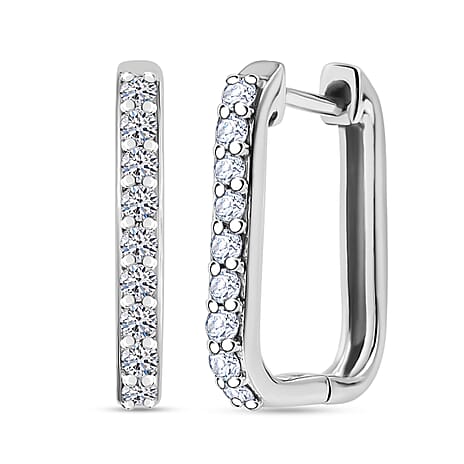 Luxuriant Diamond Lab Grown Diamond SI-GH Hoop Earring in Rhodium Overlay Sterling Silver 0.51 Ct.