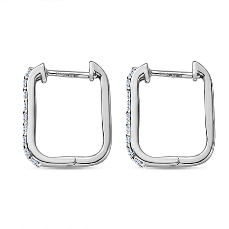 Luxuriant Diamond Lab Grown Diamond SI-GH Hoop Earring in Rhodium Overlay Sterling Silver 0.51 Ct.