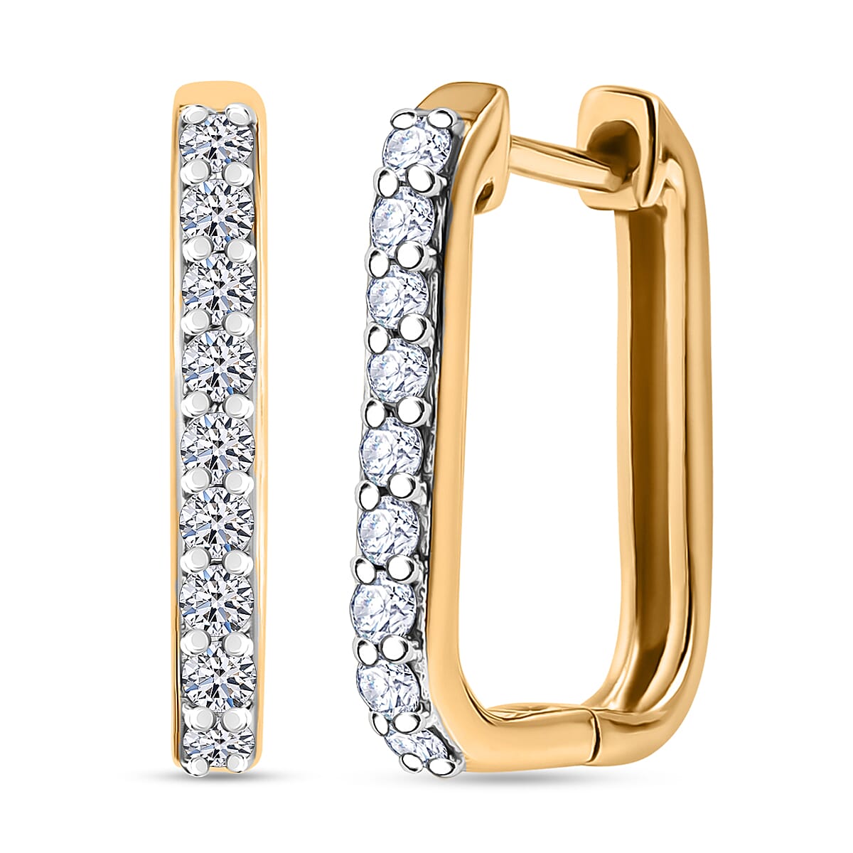 Luxuriant Lab Grown Diamond (SI-GH) Hoop Earring in 18K Vermeil Yellow Gold Plated Sterling Silver 0.50 Ct.
