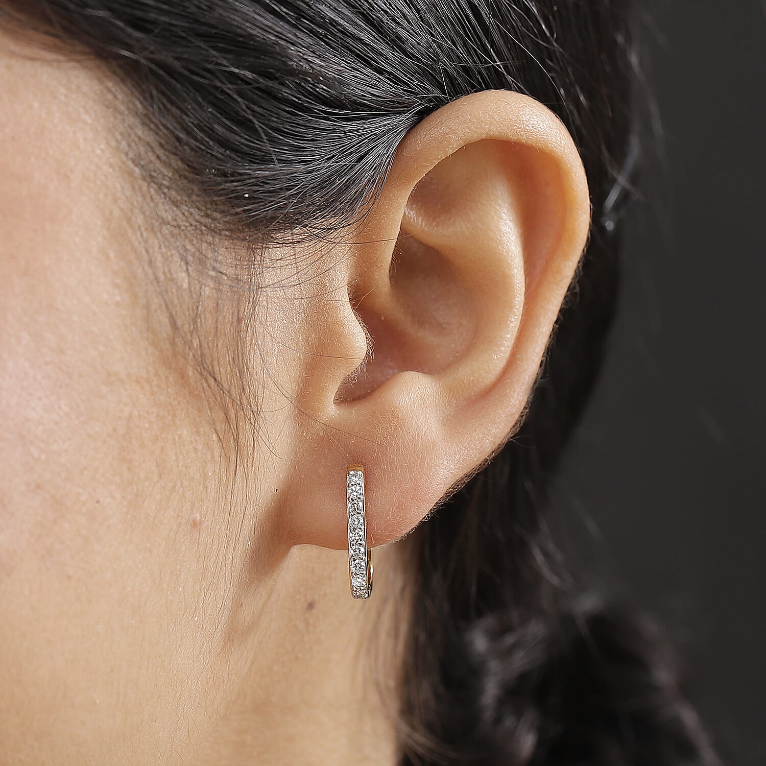 Luxuriant Lab Grown Diamond (SI-GH) Hoop Earring in 18K Vermeil Yellow Gold Plated Sterling Silver 0.50 Ct.