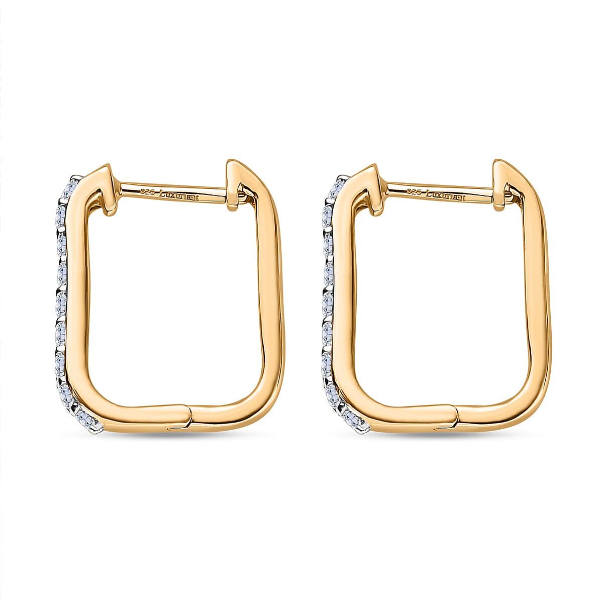 Luxuriant Lab Grown Diamond (SI-GH) Hoop Earring in 18K Vermeil Yellow Gold Plated Sterling Silver 0.50 Ct.