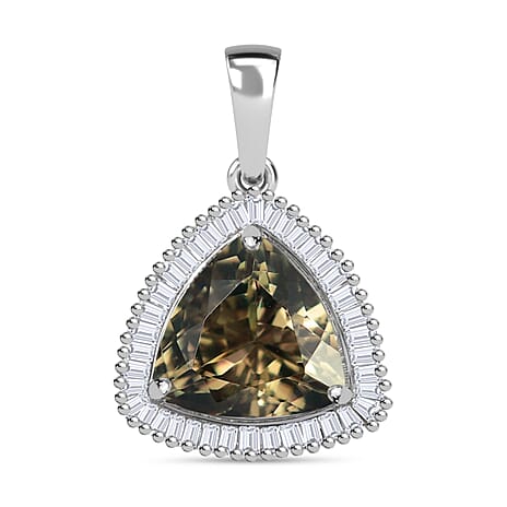 RHAPSODY 950 Platinum AAAA Turkizite (4.00 Ct) & White Diamond (0.33) (VS-E-F) Pendant 4.33 Ct.