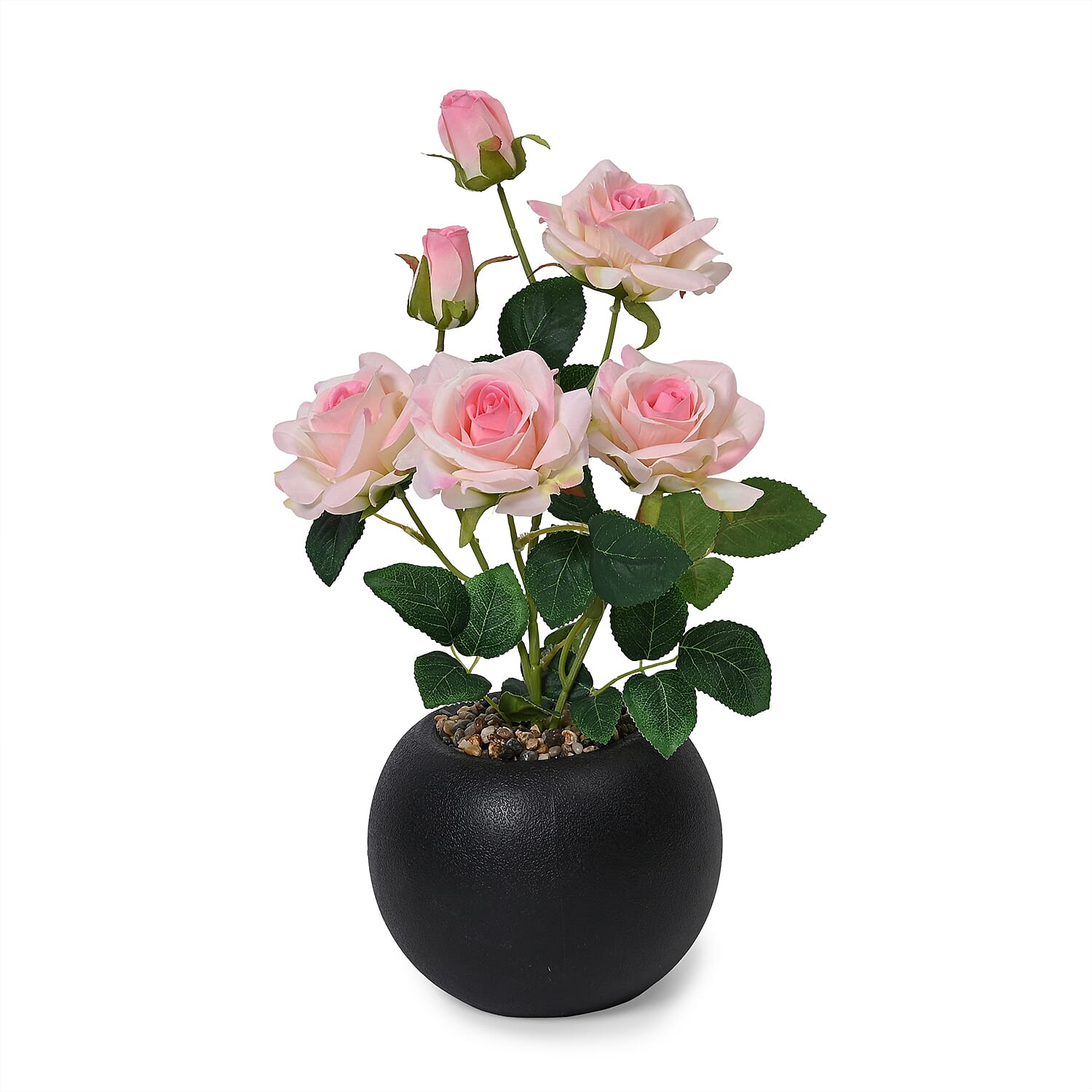 Lifelike Artificial Rose with Ceramic Pot - Light Pink