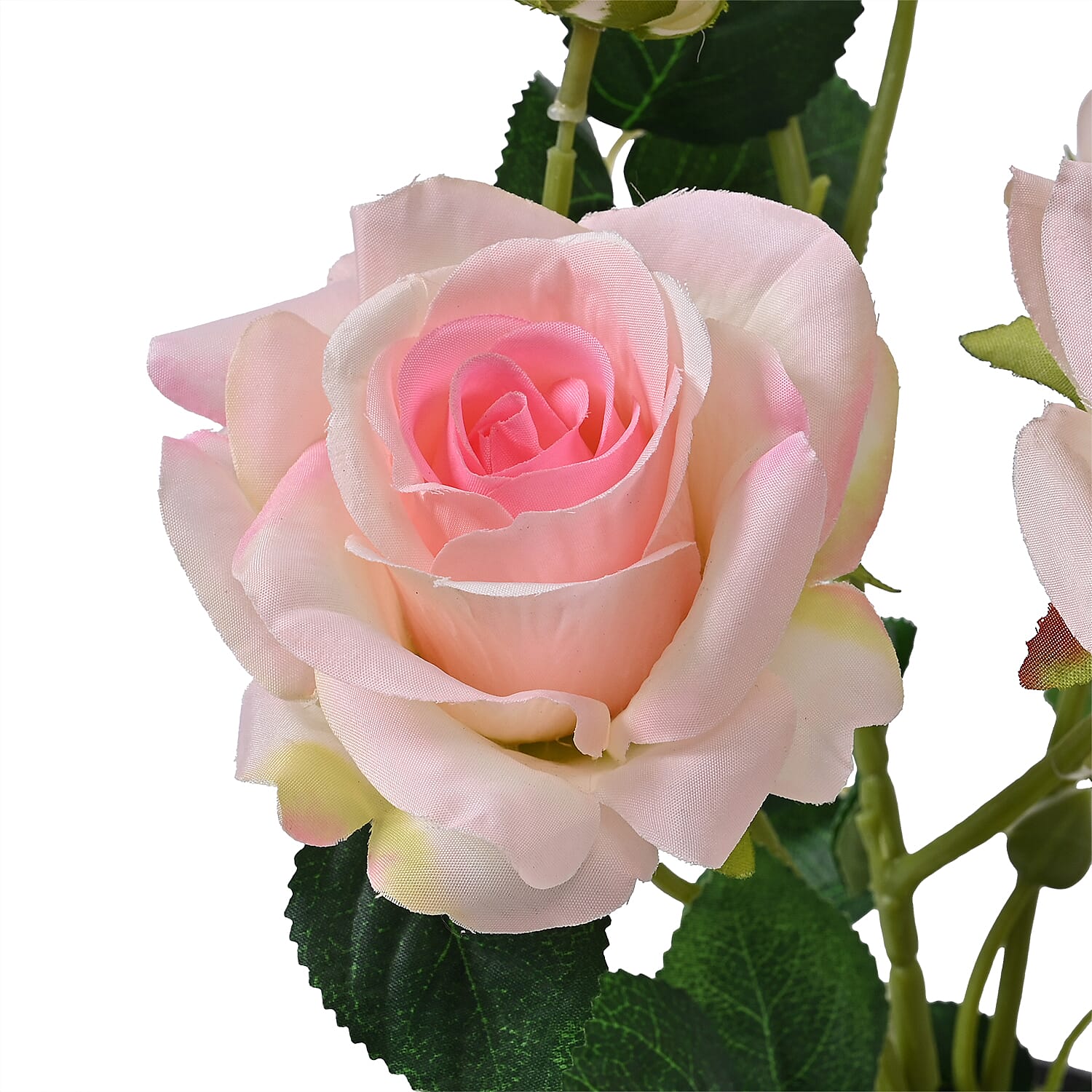 Lifelike Artificial Rose with Ceramic Pot - Light Pink