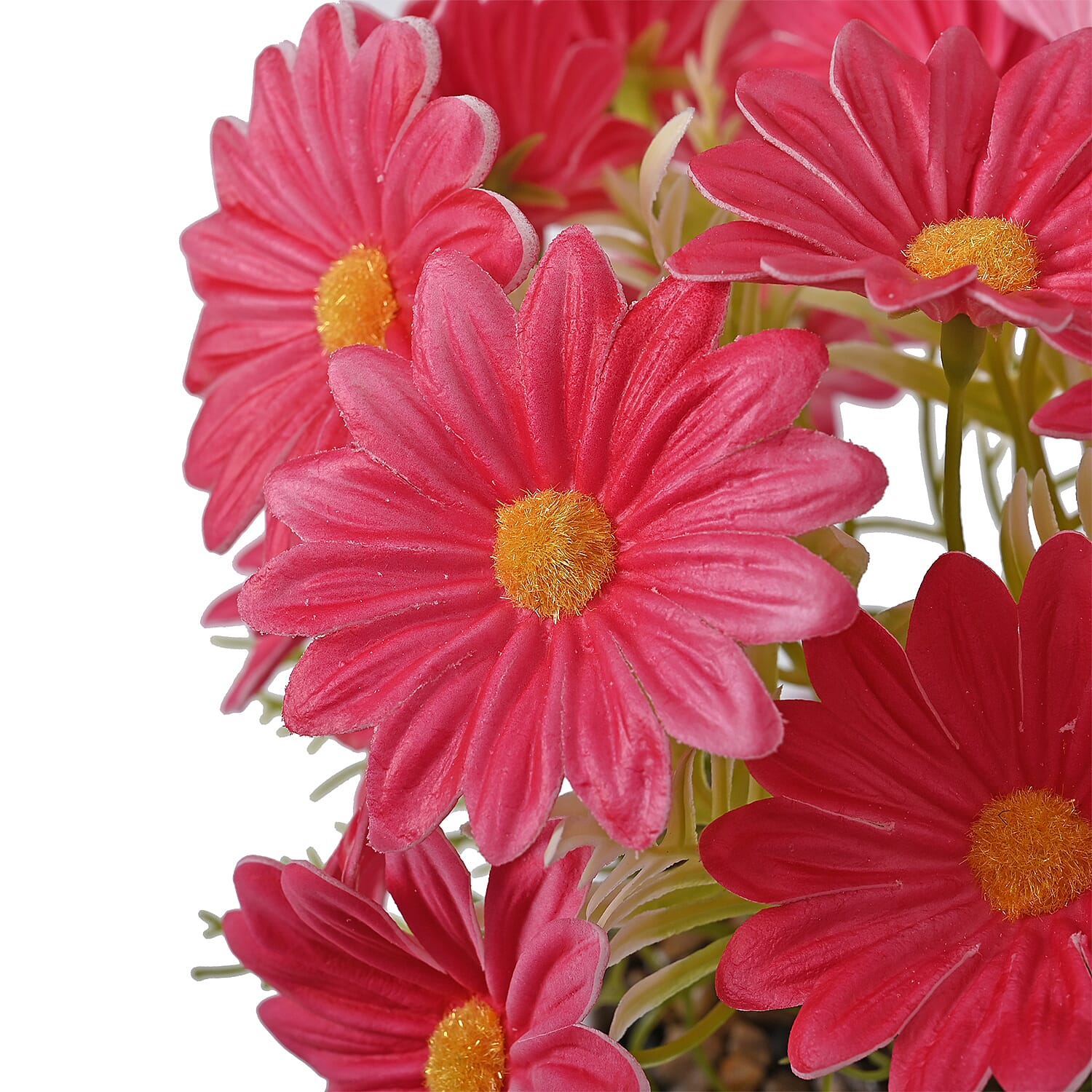Lifelike Artificial Daisy Flower with Golden Metal Pot - Pink