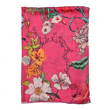 Cashmere Wool Printed Scarf (One Size) - Pink