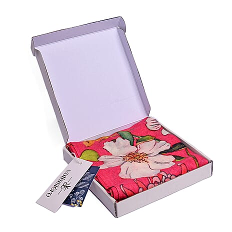 Cashmere Wool Printed Scarf (One Size) - Pink