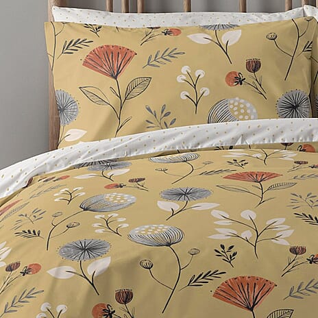 One Time Closeout - Copenhagen Home Floral Pattern Duvet Cover Set (Size - King) - Yellow