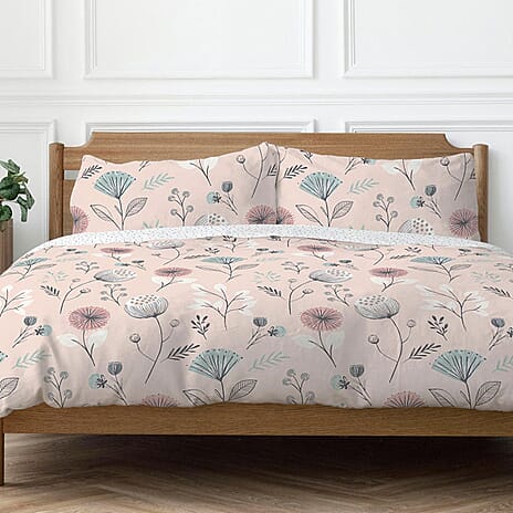 Copenhagen Olia Floral Printed Duvet Cover Set (Size Single) - Blush