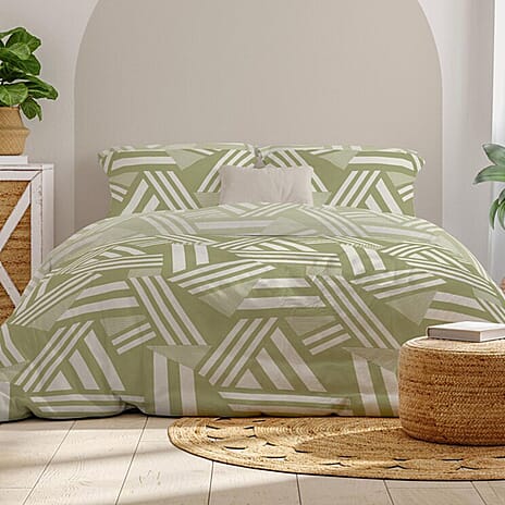 Copenhagen Floral Pattern Duvet Cover Set (Size Double) - Noa Green