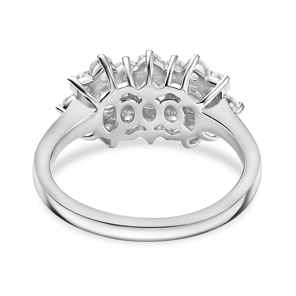 Moissanite Boat Ring in Rhodium Overlay Sterling Silver 1.30 Ct.