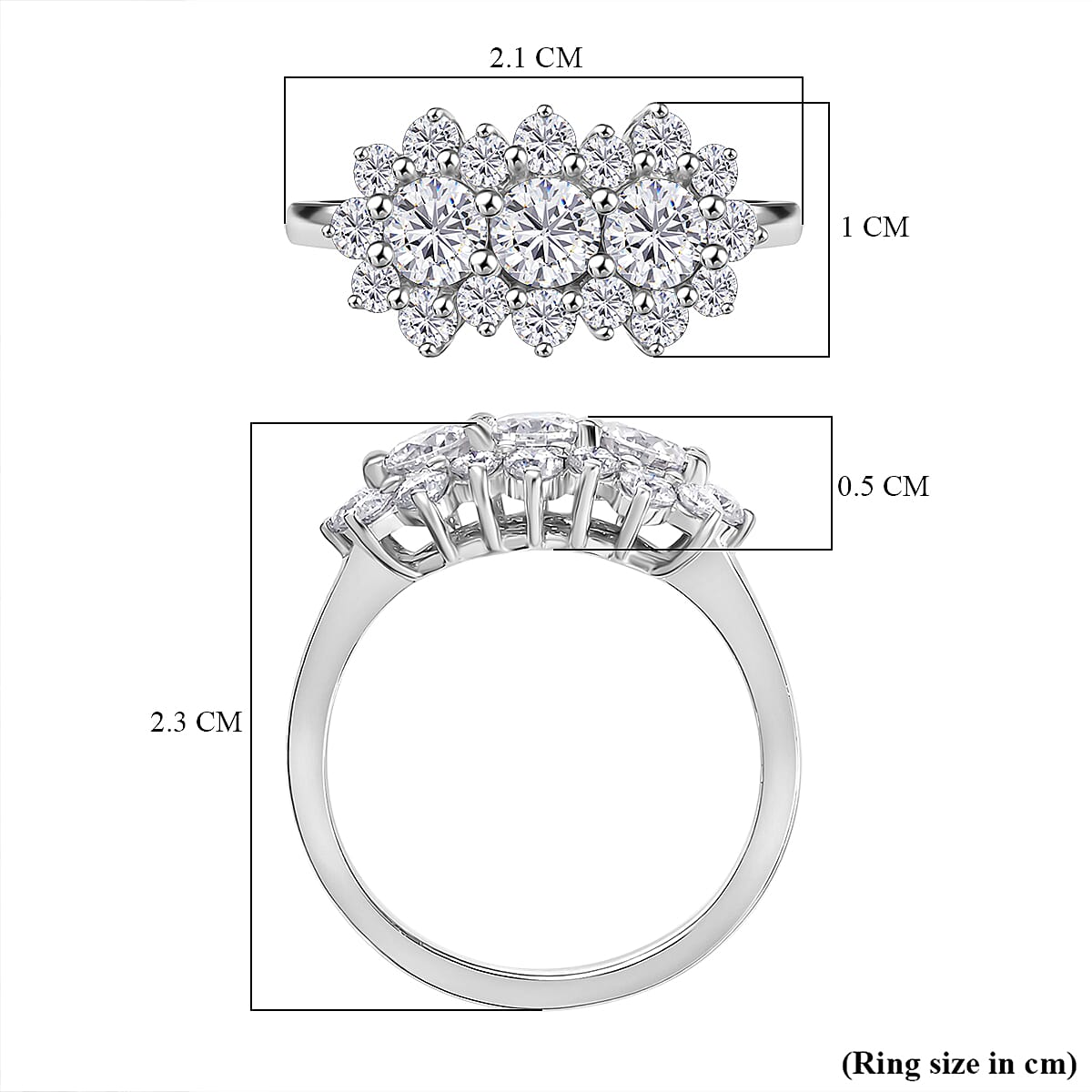 Moissanite Boat Ring in Rhodium Overlay Sterling Silver 1.30 Ct.