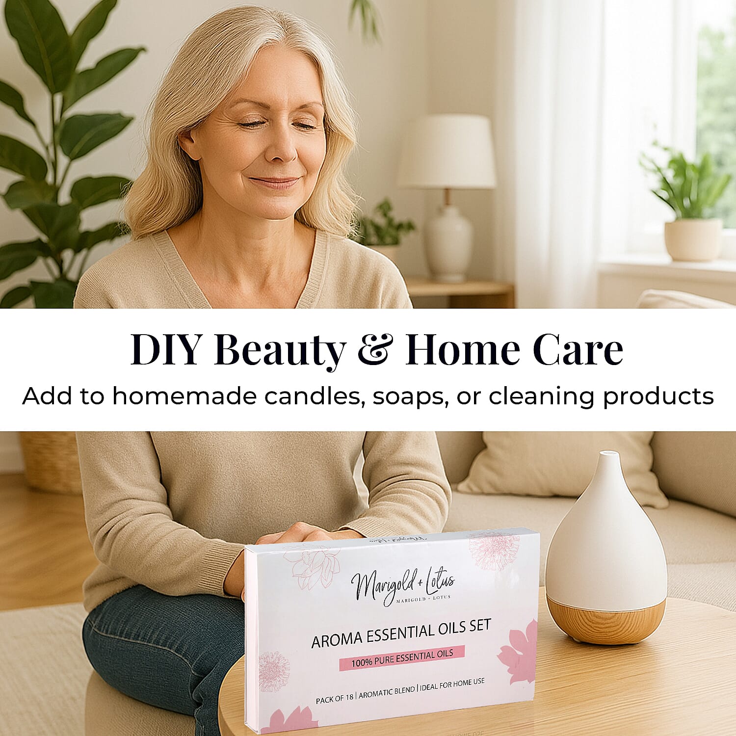 Marigold & Lotus - Set of 18 Premium Aroma Essential Oils, Aromatic Blends - 10 Ml Each