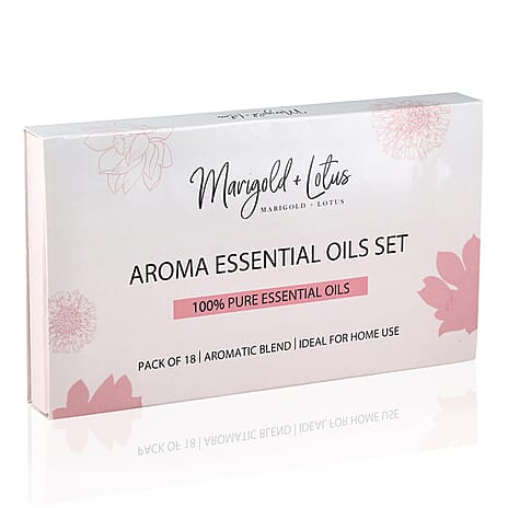 Marigold & Lotus - Set of 18 Premium Aroma Essential Oils, Aromatic Blends - 10 Ml Each